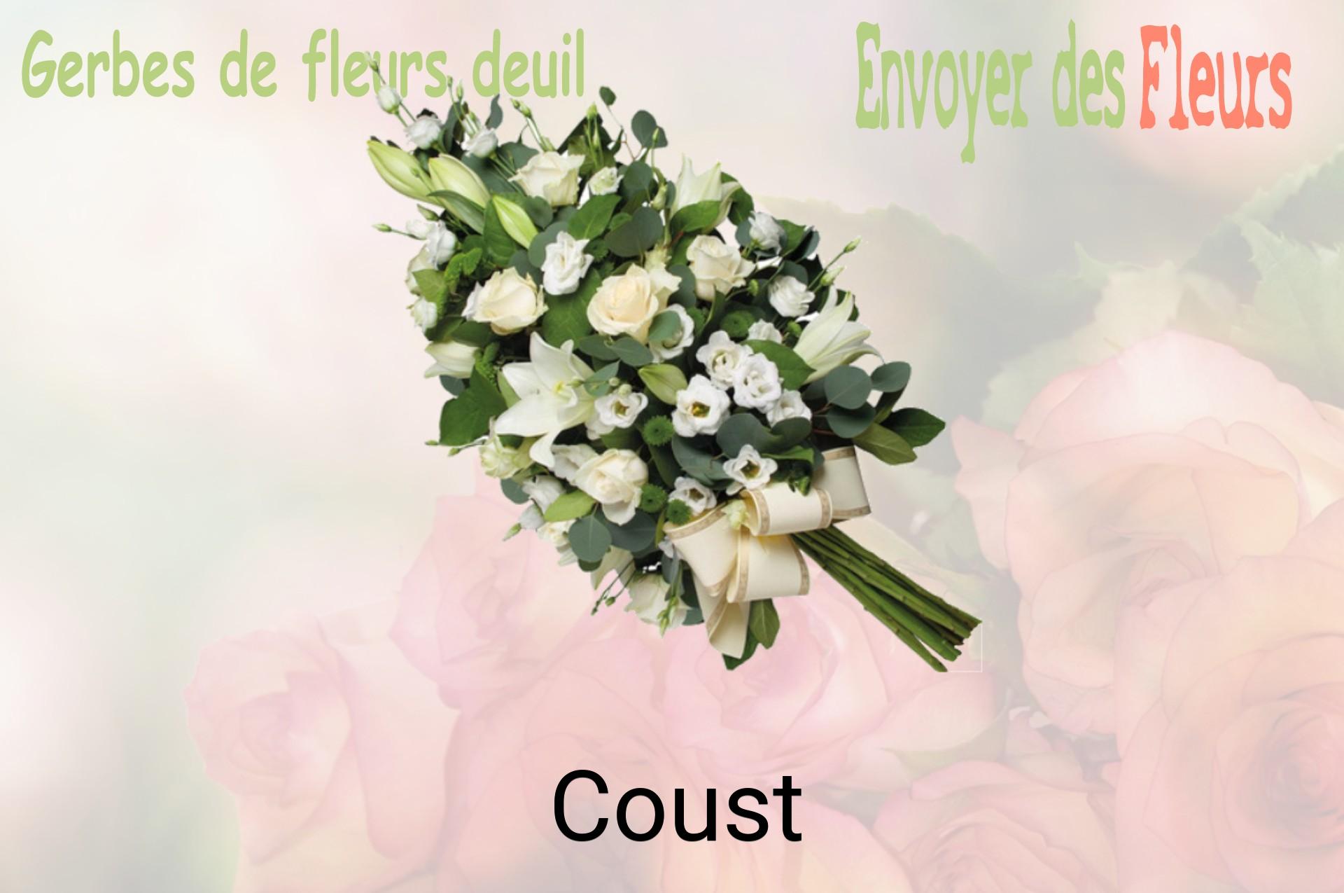 Gerbe de fleurs de deuil livrée à Coust